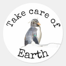 Zorg voor Earth Penguin Stickers