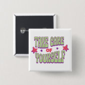 Zorg Voor Jezelf Typografie Vierkante Button 5,1 Cm (Voorkant /achterkant)