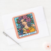 Zorg voor jezelf Zelfliefde Motivatie Artsy Vierkante Sticker (Envelop)