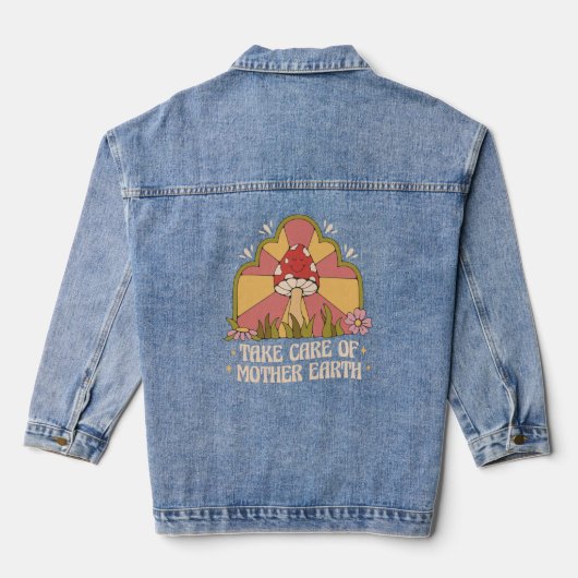 Zorg voor Moeder Aarde Hippy-paddenstoel Denim Jacket (Achterkant)