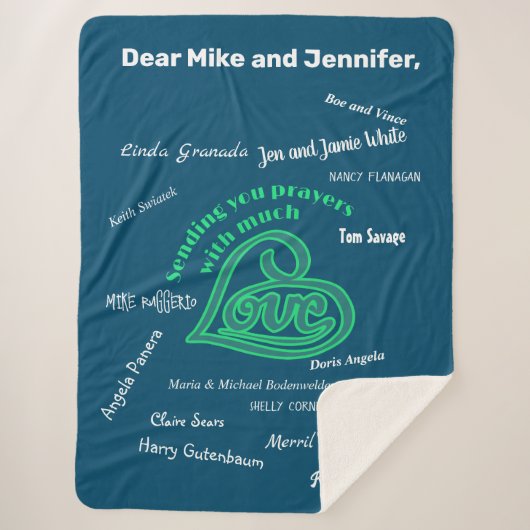 Zorgbank met liefde en gebeden sherpa deken (Voorkant)