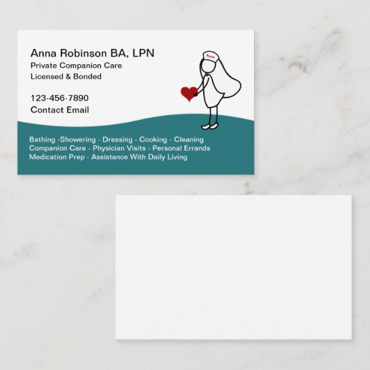 Zorgbegeleider LPN Verpleegster Visitekaartje (Voorkant / Achterkant)