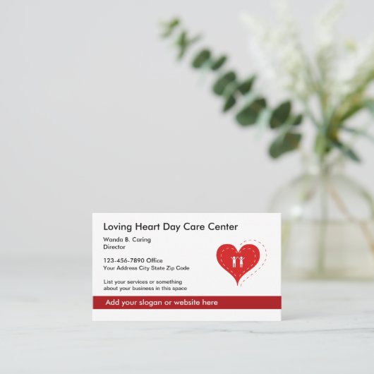 Zorgcentrum voor hartsymbool en familiediensten visitekaartje (Staand voorkant)