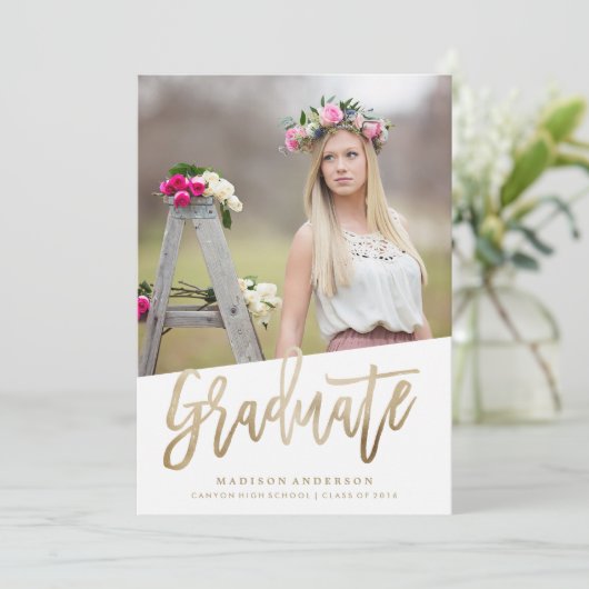 Zorgeloos Faux Folie Afstuderen Uitnodiging (Staand voorkant)