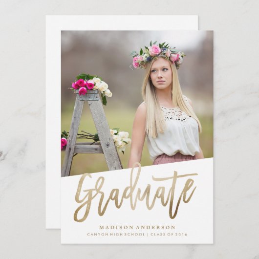 Zorgeloos Faux Folie Afstuderen Uitnodiging (Voorkant / Achterkant)