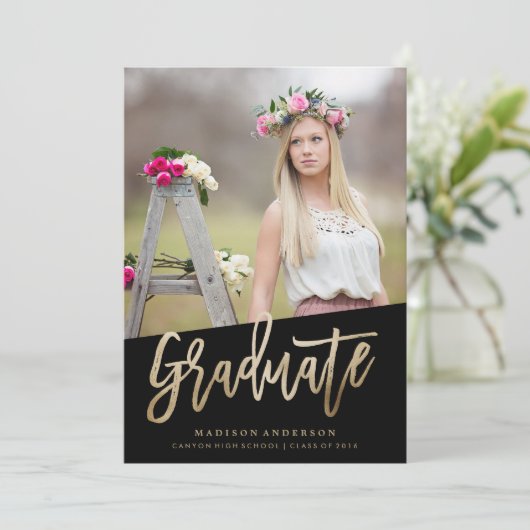 Zorgeloos Faux Folie Afstuderen Uitnodiging (Staand voorkant)