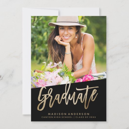 Zorgeloos Faux Folie Afstuderen Uitnodiging (Voorkant)