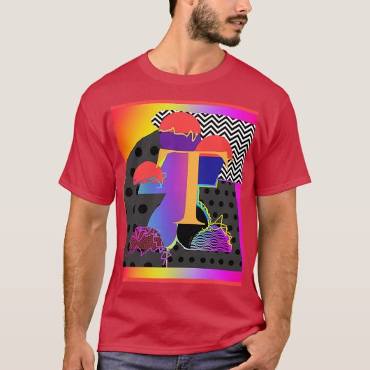 Zorgeloos Initiaal T Maroon Basic Mannen T-shirt (Voorkant)