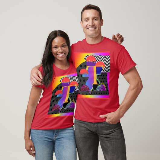 Zorgeloos Initiaal T Maroon Basic Mannen T-shirt (Unisex)