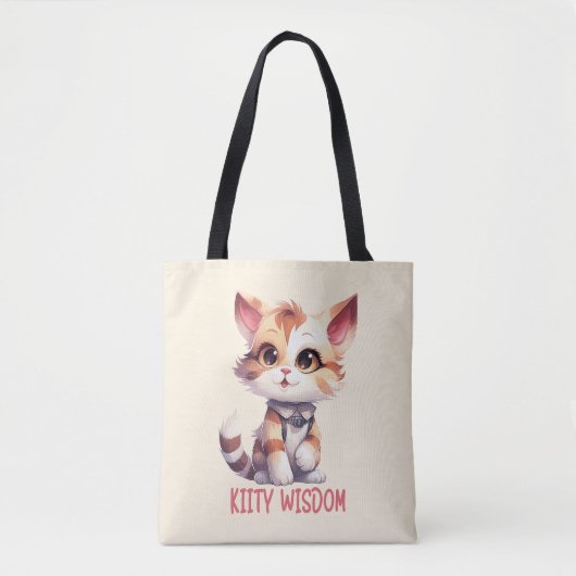 Zorgeloos kat houding – speels katachtige ontwerp tote bag (Voorkant)