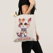 Zorgeloos kat houding – speels katachtige ontwerp tote bag (Dichtbij)