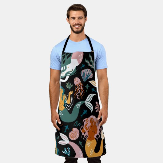 Zorgeloos Zeemeerminnen Schelpen Ontwerp Schort (Gedragen)