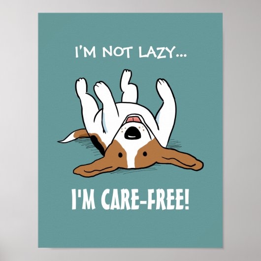 Zorgeloze Beagle - Cute Hond met Aangepaste Tekst Poster (Voorkant)