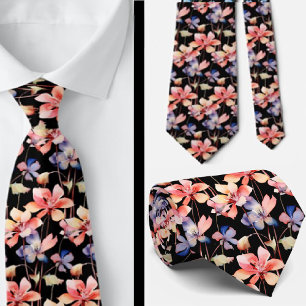 Zorgeloze kantoor wilde bloemen boho stropdas