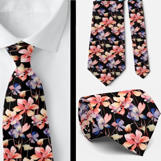Zorgeloze kantoor wilde bloemen boho stropdas
