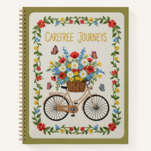 Zorgeloze Reizen Geborduurde Vintage Fiets Notitieboek