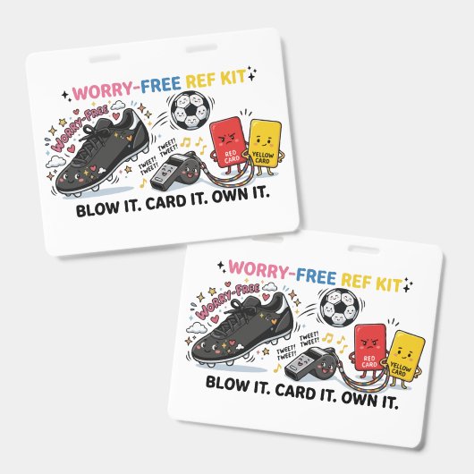 Zorgeloze scheidsrechter-kit — Grappige Kawaii-voe Badge (Voor- en achterkant)