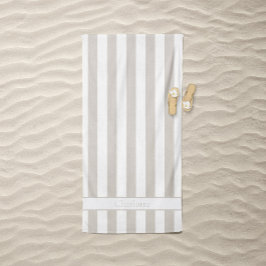 Zorgeloze strandstreep in drijfhoutbeige strandlaken
