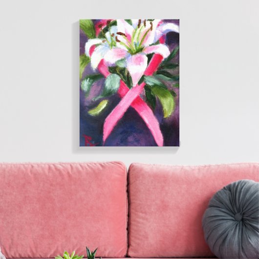 Zorgen borstkanker bewustzijn Canvas Afdruk (Insitu (Woonkamer))