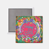 Zorgen is Cool Pink Bloemen Vriendelijkheid Inspir Magneet (Voorkant / Achterkant)