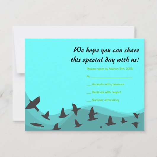 ZORGEN VOGELbalk of Bat Mitzvah Reply Card RSVP Kaartje (Voorkant)