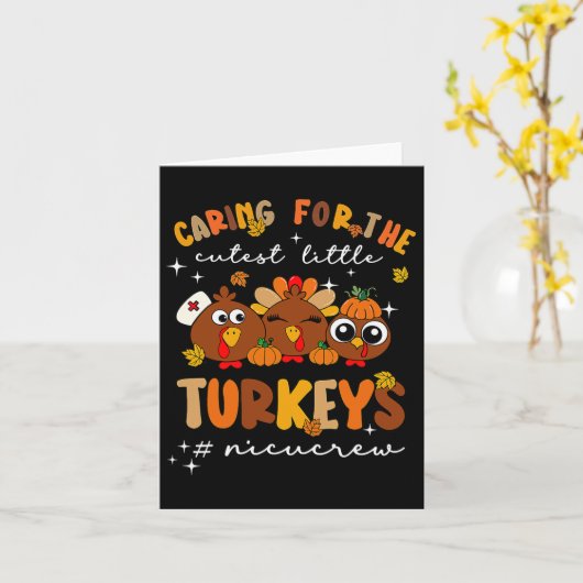 Zorgen Voor De Schattigste Kleine Kalkoenen Nicu C Kaart (Gele Bloem)