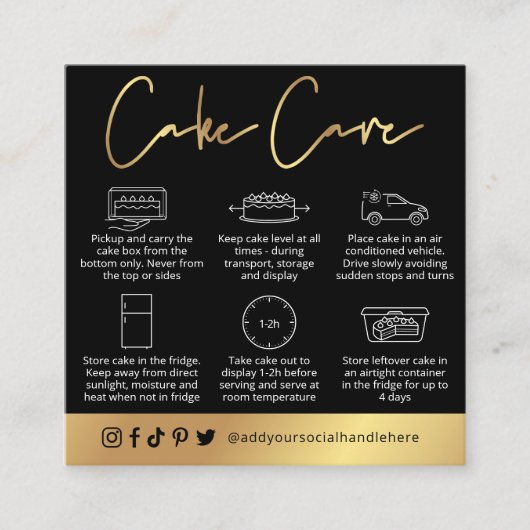 Zorggids zwart en Gold Script Logo Kaart afsluiten Vierkante Visitekaartje (Voorkant)