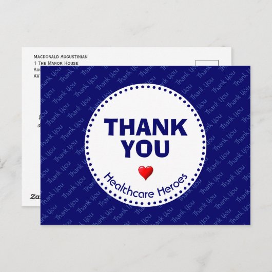 Zorghelden DANK U BLUE Briefkaart (Voorkant / Achterkant)