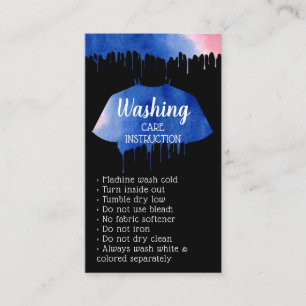 Zorginstructie voor wassen zwart visitekaartje