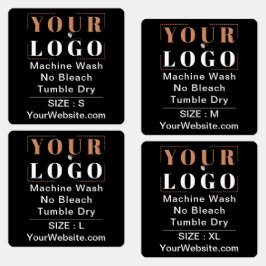 Zorginstructies en maatplein zwart kledingstuk labels