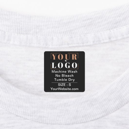 Zorginstructies en maatplein zwart kledingstuk labels (Aangebracht)