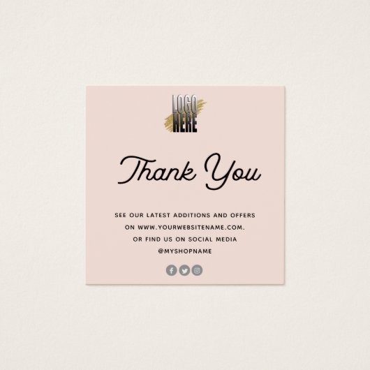 Zorgkaart Hartelijk dank voor logo Blush Vierkante Visitekaartjes (Voorkant)