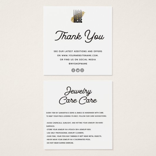 Zorgkaart Hartelijk dank voor logo Vierkante Visitekaartjes (Voorkant /achterkant)