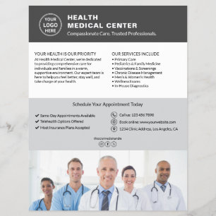 Zorgkliniek Dokter Aangepast Logo Grijs Flyer