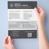 Zorgkliniek Dokter Aangepast Logo QR-code Grijs Flyer (Hand)