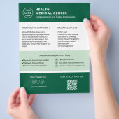 Zorgkliniek Dokter Aangepast Logo QR Code Groen Flyer (Hand)