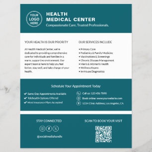 Zorgkliniek Dokter Aangepast Logo QR-code Turquois Flyer