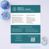 Zorgkliniek Dokter Aangepast Logo QR-code Turquois Flyer (Enkel)