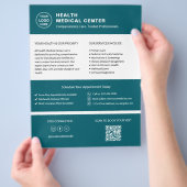 Zorgkliniek Dokter Aangepast Logo QR-code Turquois Flyer (Hand)