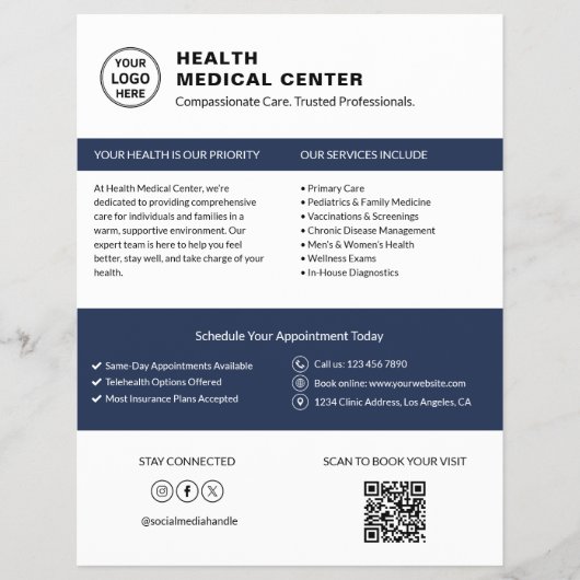 Zorgkliniek Dokter Logo QR Wit Flyer (Voorkant)