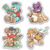 Zorglijk Beer - dieven Sticker (Voorkant)