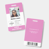 Zorgmedewerker Foto ID Roze Badge (Voor- en achterkant)