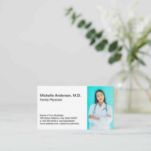 Zorgmedewerker | Medisch Dokter Sjabloon Visitekaartje (Staand voorkant)