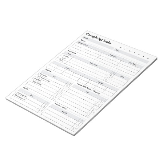 Zorgverlenend takenlogboek, ouder wordend ouders N Notitieblok (Schuin)