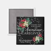 Zorgverlener appreciation Festive Floral Black Mag Magneet (Voorkant / Achterkant)