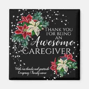 Zorgverlener appreciation Festive Floral Black Mag Magneet