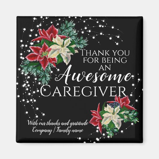 Zorgverlener appreciation Festive Floral Black Mag Magneet (Voorkant)