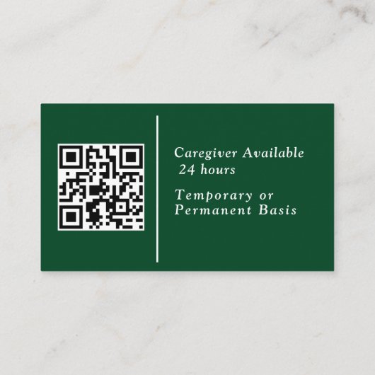 Zorgverlener Behulpzaam Assistent foto QR Code Visitekaartje (Achterkant)