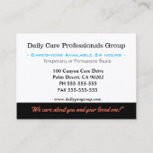 Zorgverlener Bloemen Fancy Zwart Professioneel Visitekaartje (Achterkant)