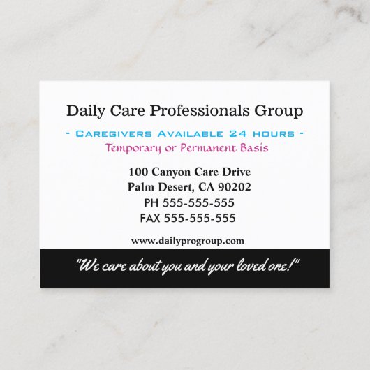 Zorgverlener Compassie Vertrouwen Professional Visitekaartje (Achterkant)